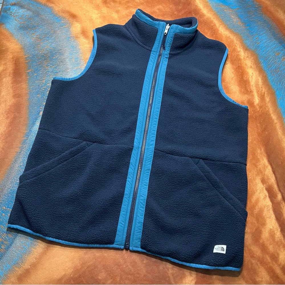 North Face Carbondale Heavy weight Fleece zip up vest size large Aviator blue